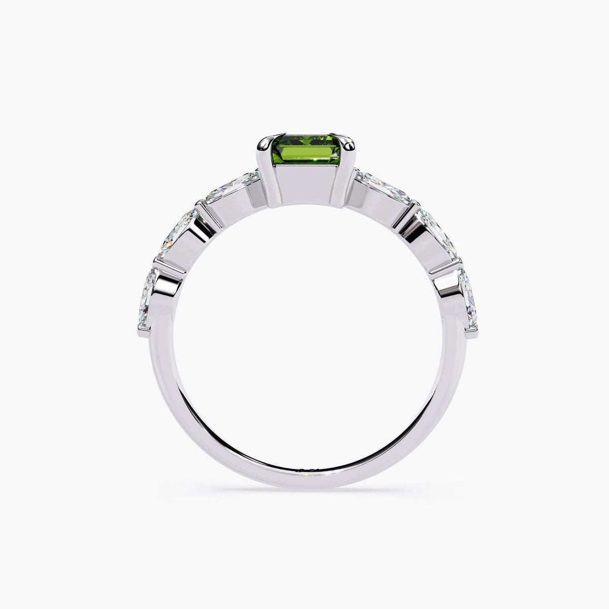 Diamond and Emerald Engagement Ring
