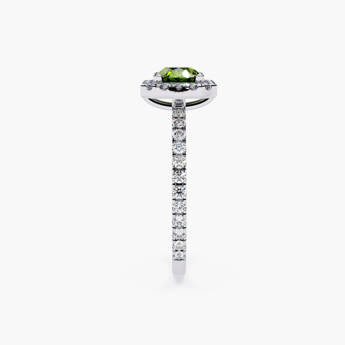 14k Classic Oval Cut Emerald Ring with Surrounding Diamonds