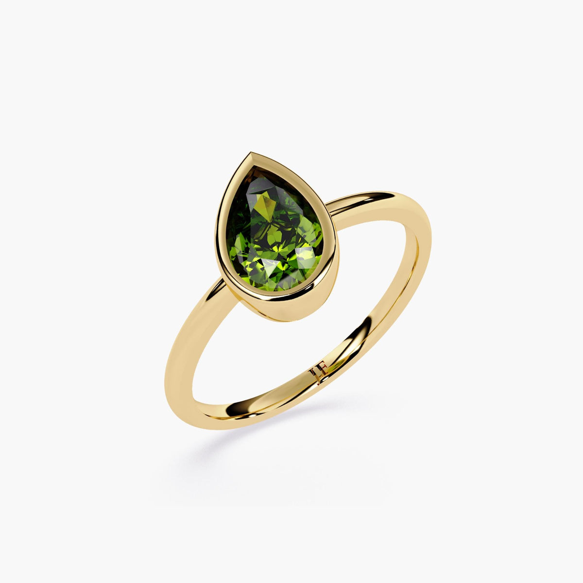 1 Ct Fancy Green Pear Lab Grown Diamond 14K Gold Tilted Pear Ring Twisted Solitaire Ring Pear Bezel Diamond Ring Statement Fine Jewelry