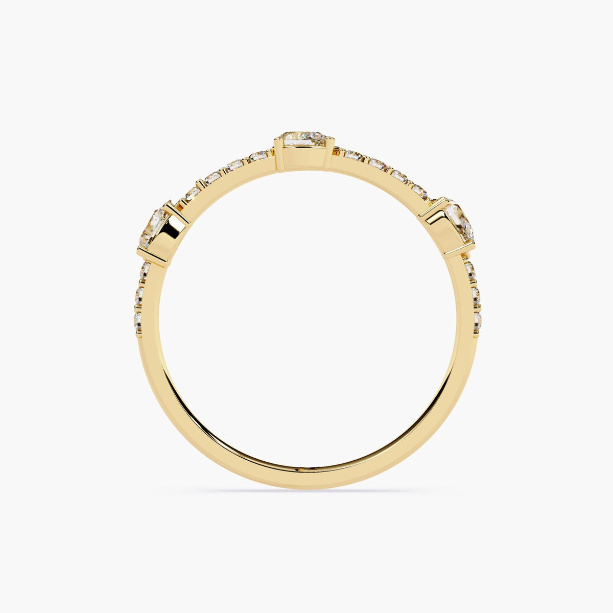 14K Gold East-West Pear Diamond Wedding Band, Dainty Stackable Ring