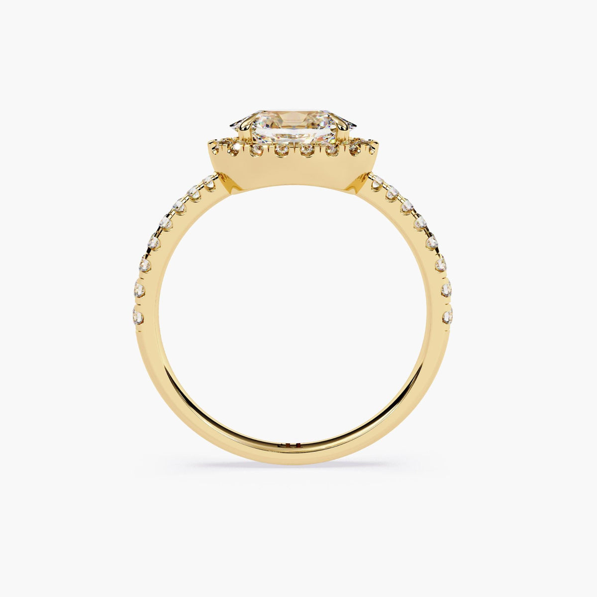 Yellow Gold Engagement Ring Diamond Halo Design East West Setting Modern Collection Premium Quality Construction Perfect Proposal Piece Wedding Essential Beautiful Oval Stone Details Elegant Bridal Style Forever Love Symbol Statement