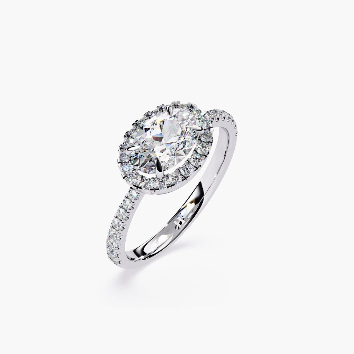 Premium Engagement Collection Diamond Halo Ring East West Setting Modern Design Yellow Gold Band Perfect Proposal Piece Wedding Essential Beautiful Oval Stone Details Elegant Bridal Style Unique Forever Symbol Statement