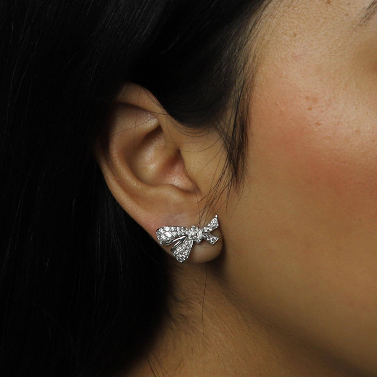 Diamond Bow Stud Earrings Coquette Jewelry Dainty Coquette Jewelry Bow Earrings Gold Bow Earrings Diamond Jewelry Everyday Earrings