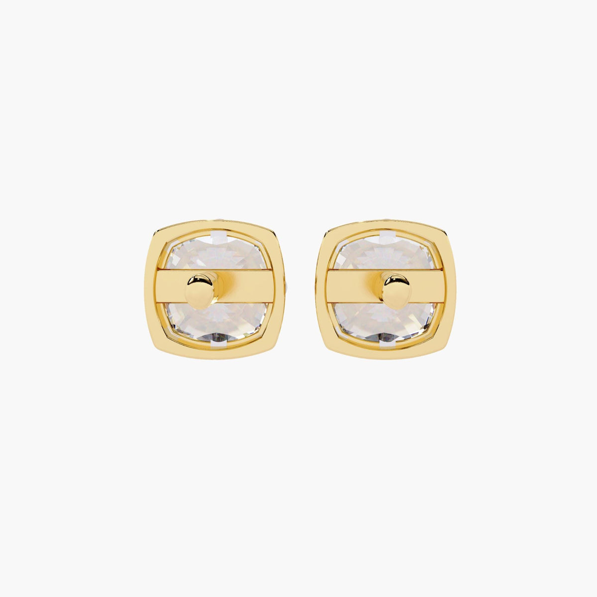 Cushion Square Lab Grown Diamond Stud Earring 14k Real Gold Cut Down Setting Dainty Elegant Earrings Minimalist Solitaire Studs