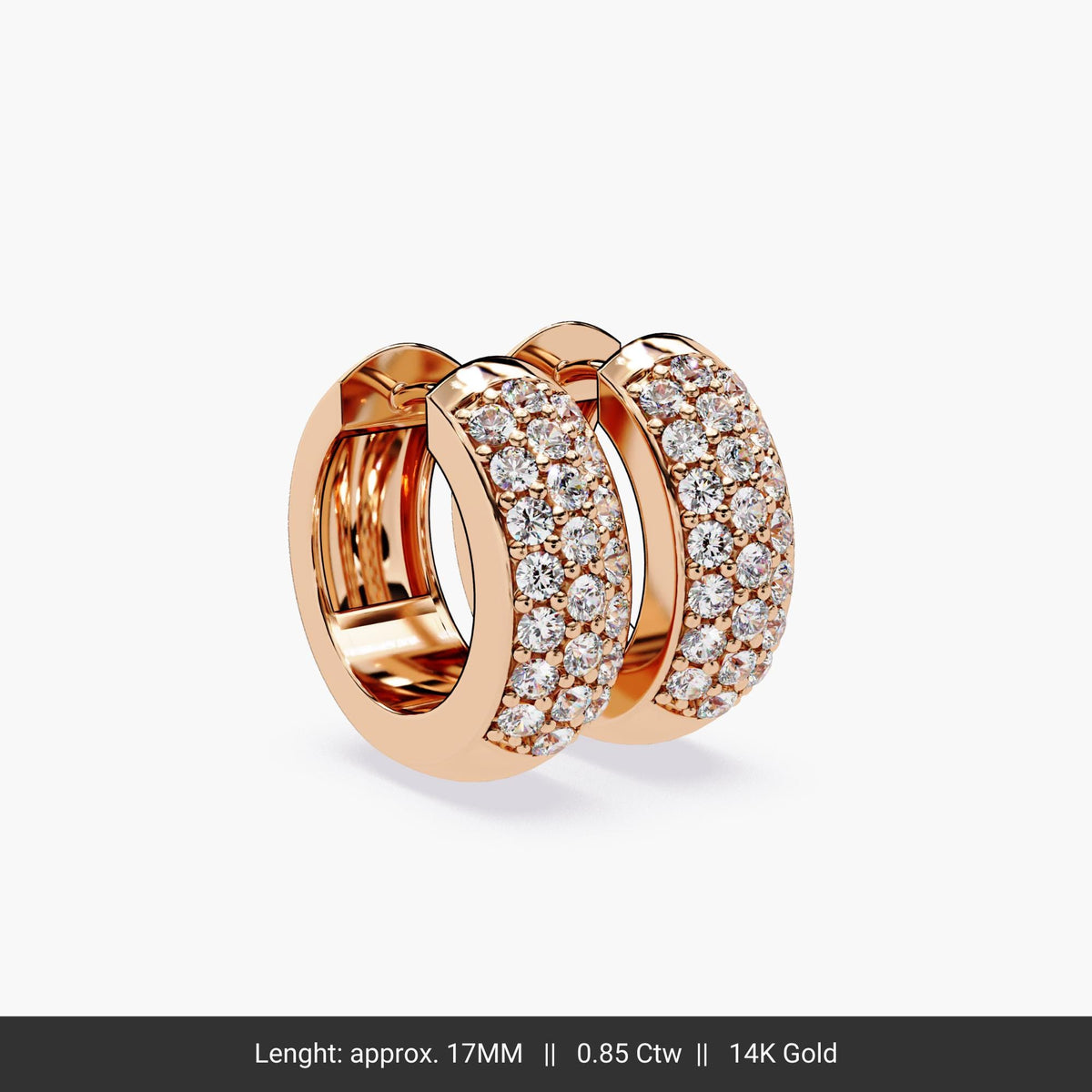 Diamond Hoop Earrings 14K Solid Gold Huggies Chunky Diamond Pave Hoops Everyday Jewelry Anniversary Gift for Her Mother's Day Gift