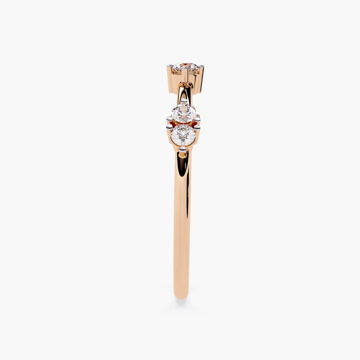 Thin Stackable Diamond Ring for Women, Minimalist Gold Diamond Ring, Slim Diamond Band, Simple Gold Round Diamond Band, Gift for Her