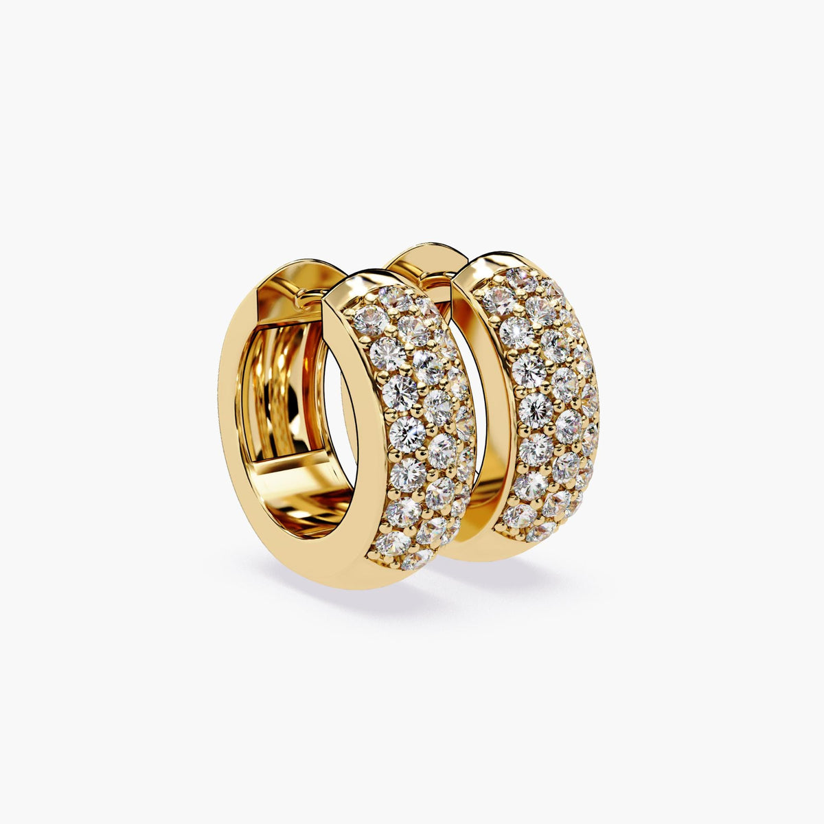 Diamond Hoop Earrings 14K Solid Gold Huggies Chunky Diamond Pave Hoops Everyday Jewelry Anniversary Gift for Her Mother's Day Gift