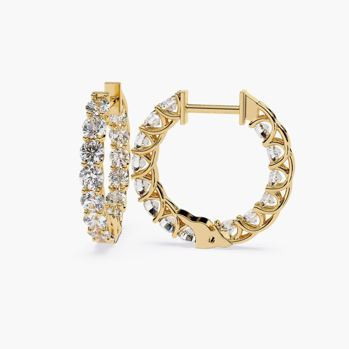 14K Gold 2 Ct Lab Grown Diamond Hoop Earrings - 19mm