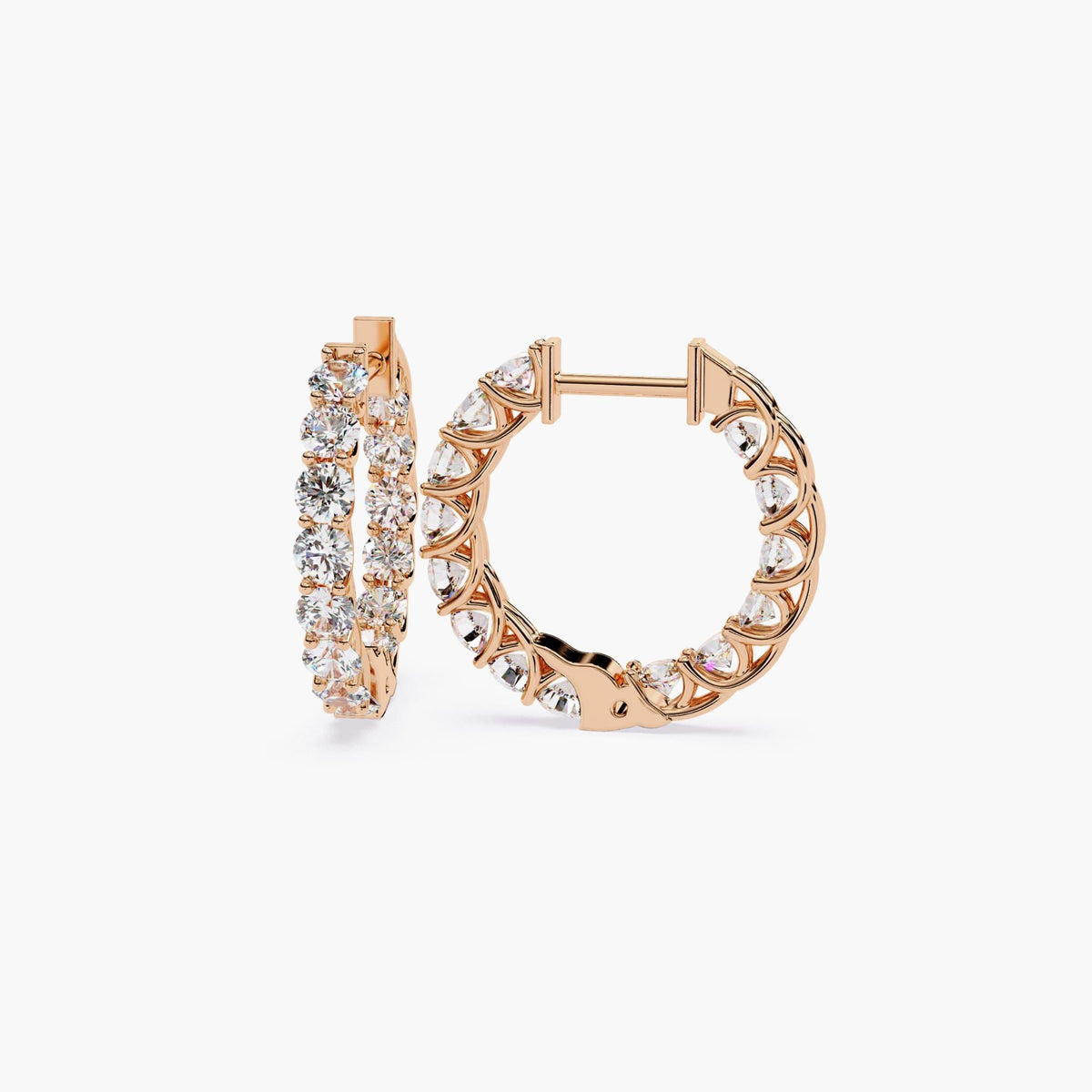 14K Gold 2 Ct Lab Grown Diamond Hoop Earrings - 19mm