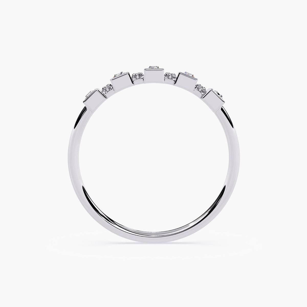 14K Gold Baguette Diamond Ring Dainty Gold Ring Five Stone Diamond Band Fine Gold Jewelry Minimalist Stacking Ring Birthday Gift for Her