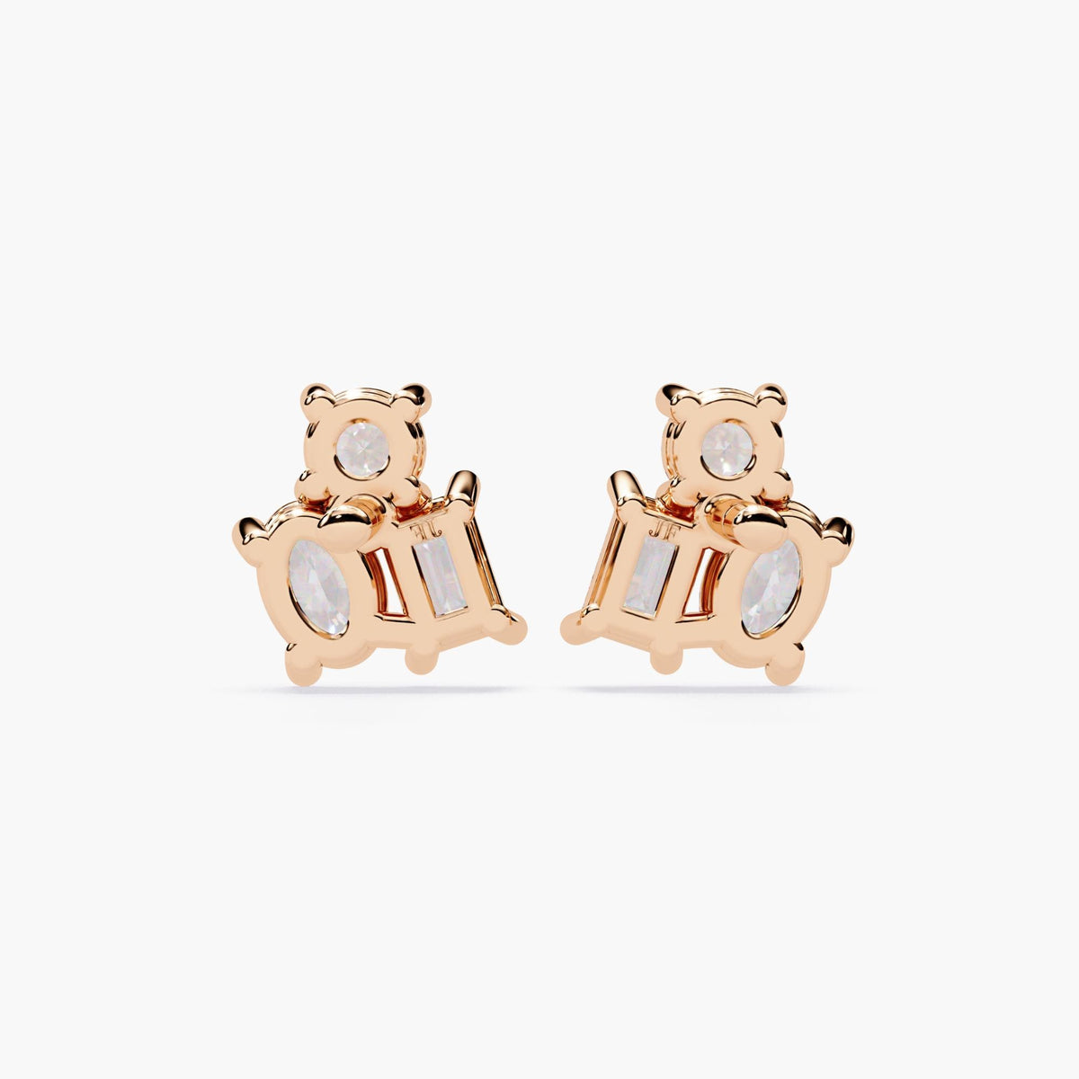 14K Gold Multi-Cut Lab Grown Diamond Stud Earrings, 1.05 CTW