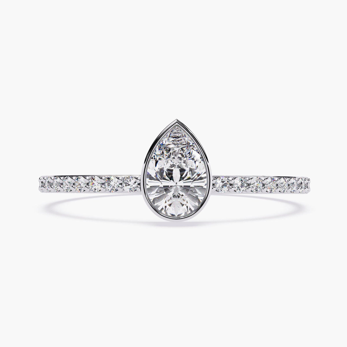 Dainty 14k Gold Pear Diamond Engagement Ring: Bezel Setting, 0.40 CTW