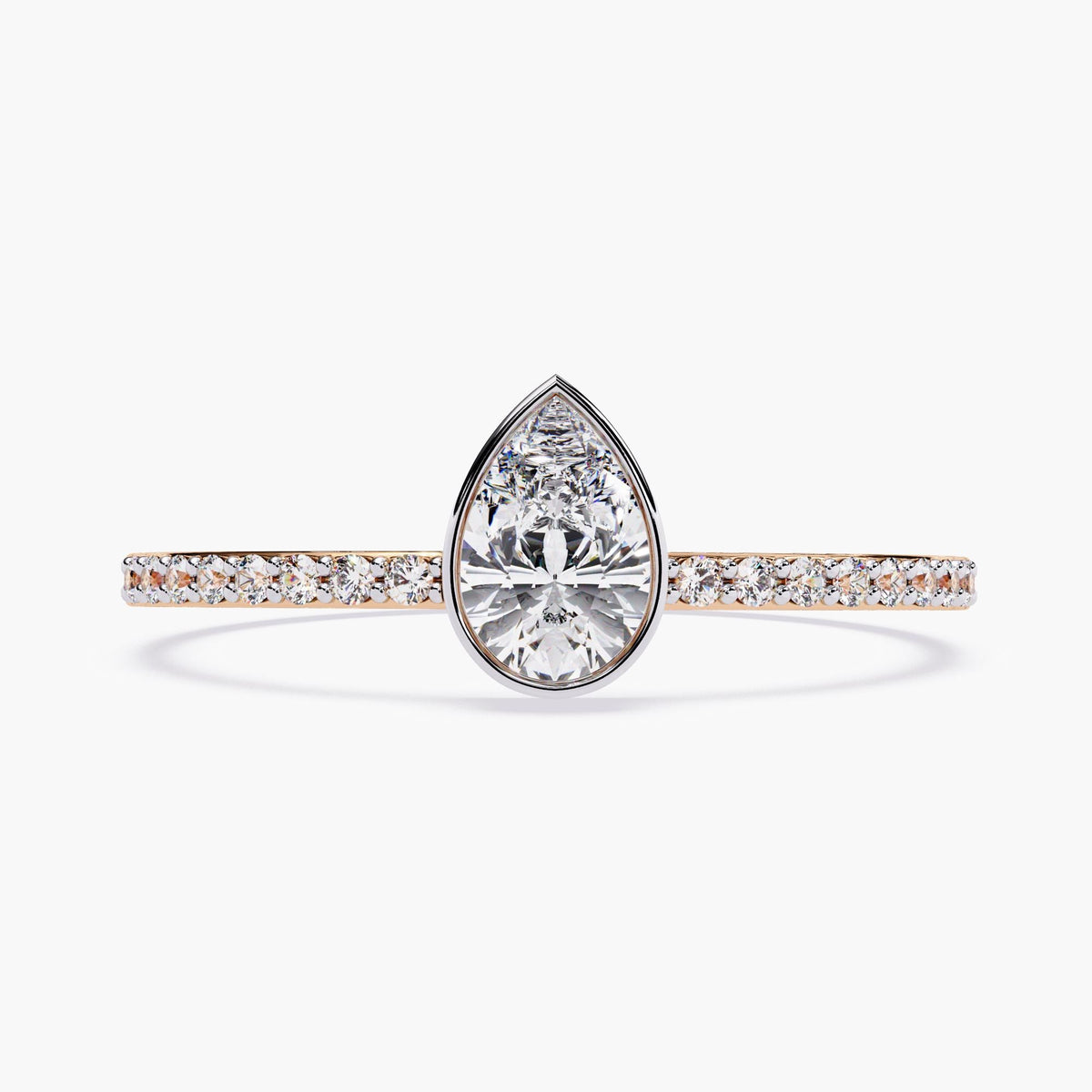 Dainty 14k Gold Pear Diamond Engagement Ring: Bezel Setting, 0.40 CTW