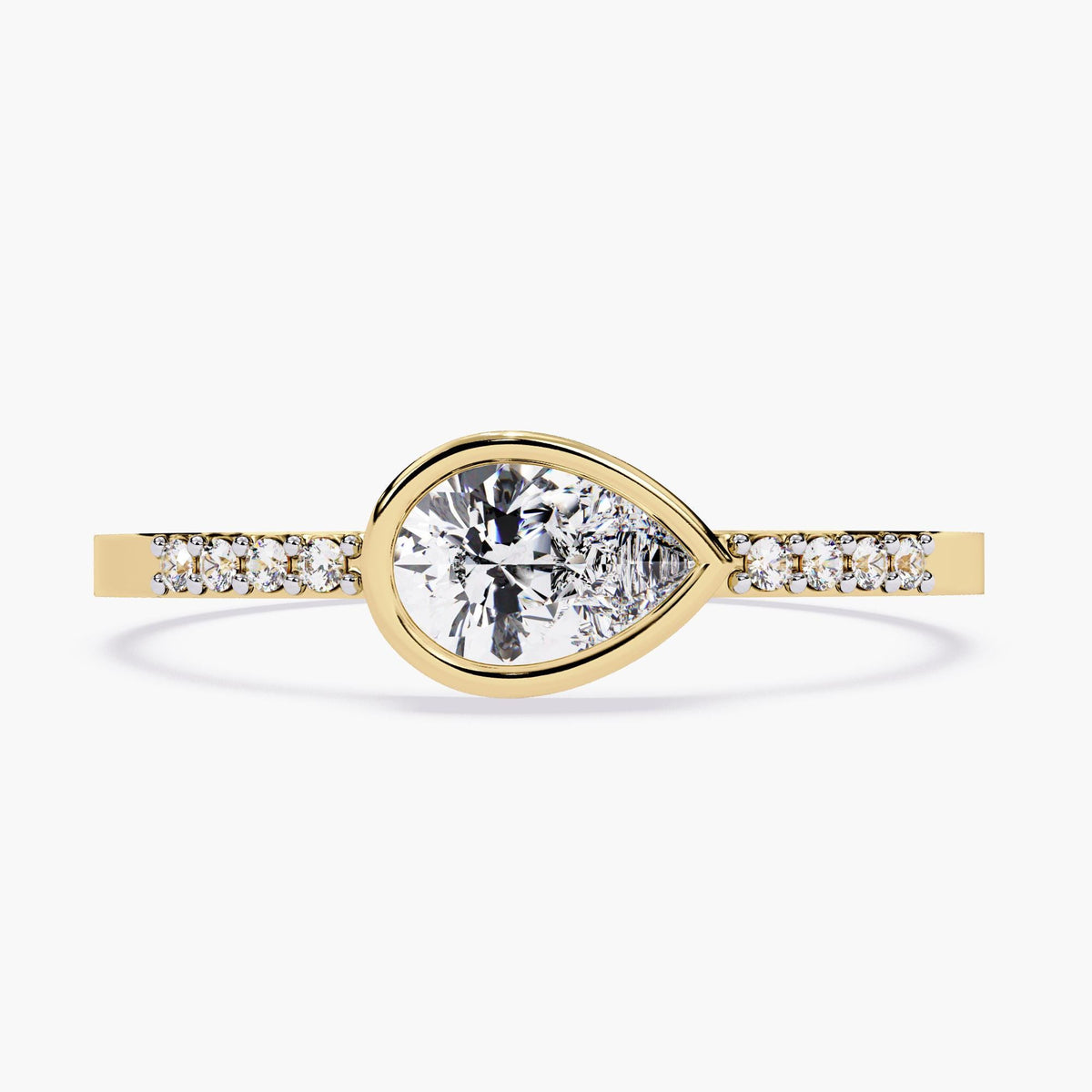 14k Gold Pear Diamond Ring | Dainty East West Bezel Natural Diamond Ring | Everyday Wear Jewelry | Stackable Engagement Ring | Gift for Her