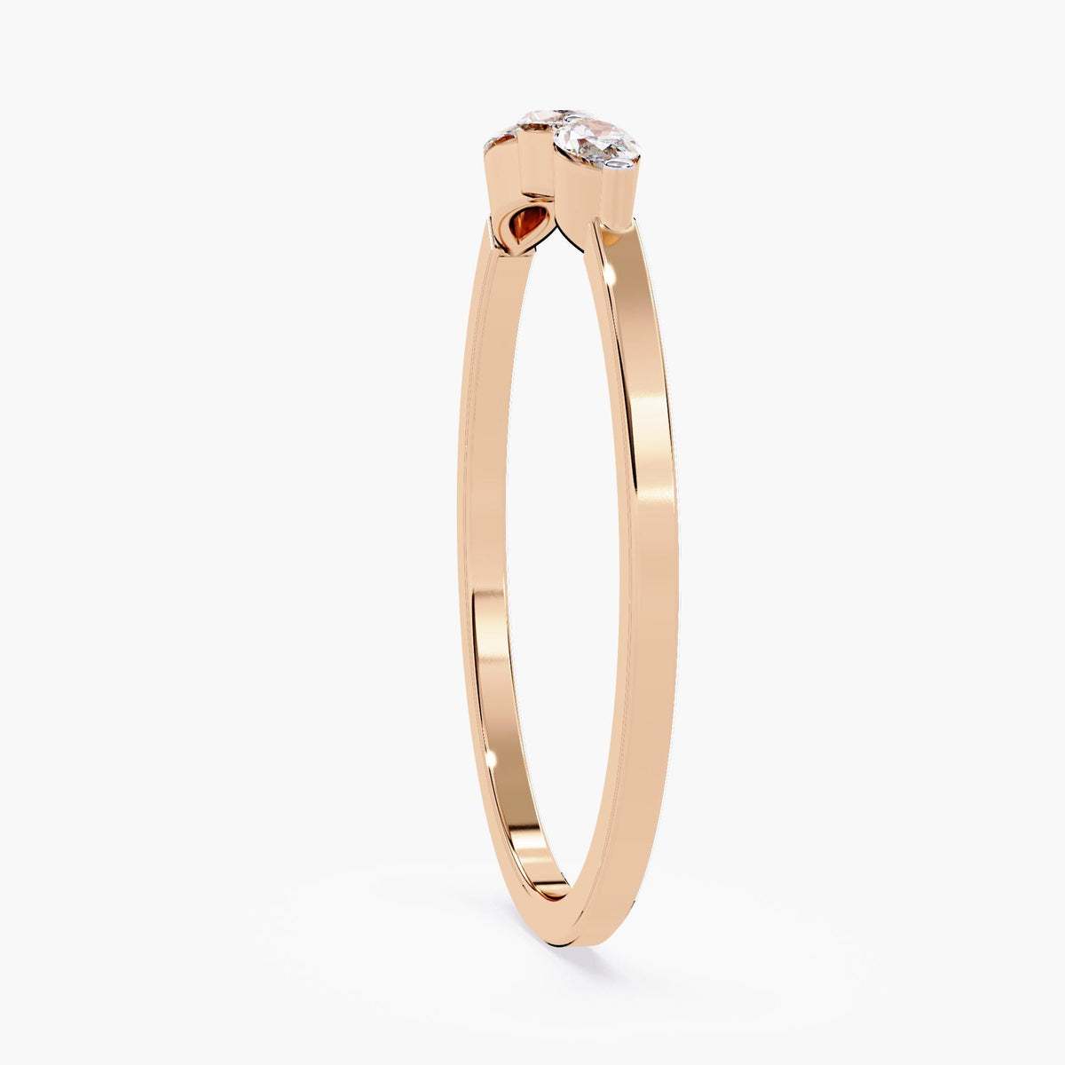 Modern Wedding Band Set Three Stone Diamond Ring Marquise Cut Design Lab Grown Collection Premium Gold Setting Bridal Jewelry Essential Perfect Wedding Gift Beautiful Stackable Band Dainty Ring Construction Classic Engagement Piece