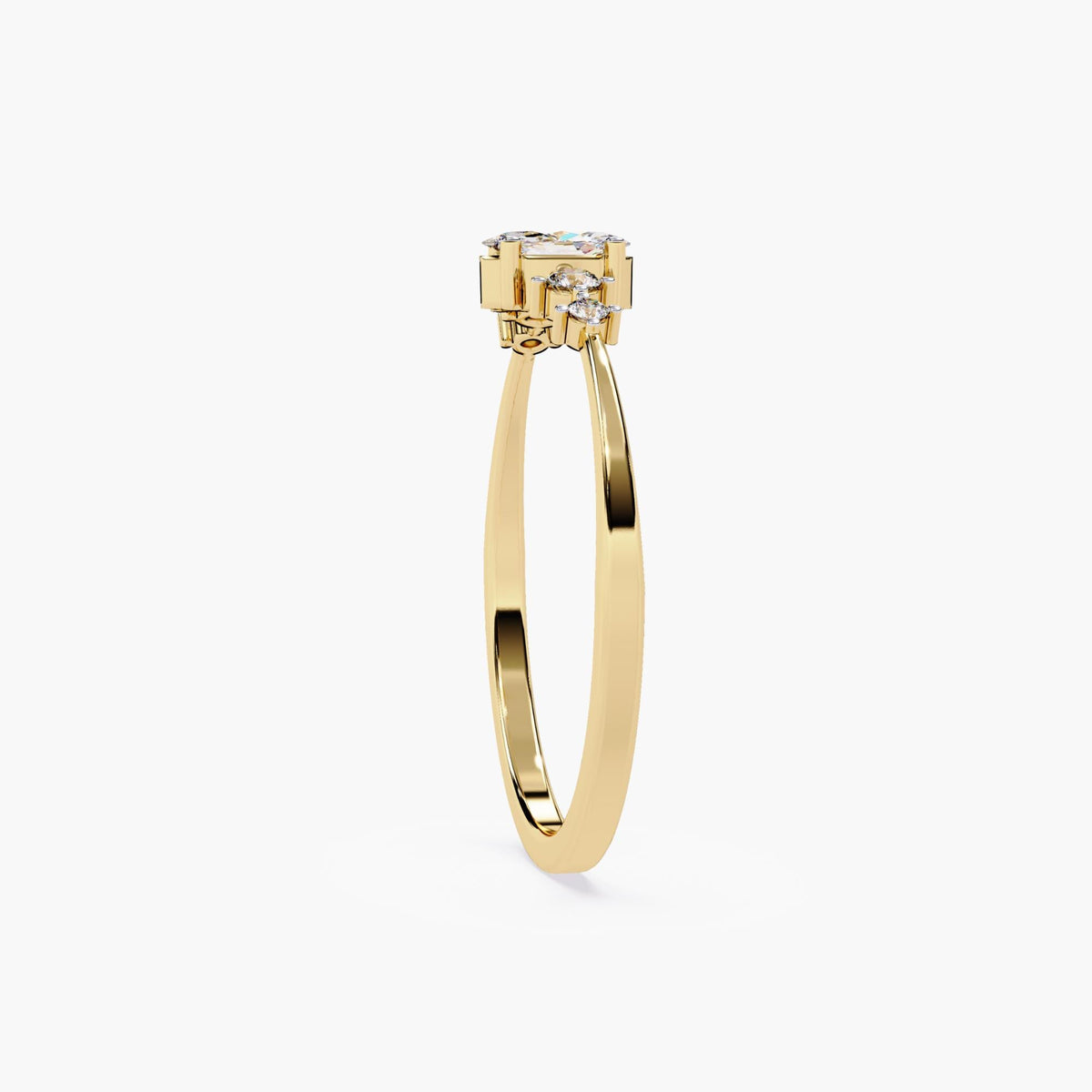 Five Stone Diamond Ring Marquise Cut Wedding Band Yellow Gold Engagement Ring Vintage Style Bridal Collection Classic Design Premium Quality Construction Diamond Accent Details Elegant Craftsmanship Dainty Band Beautiful Heirloom Piece