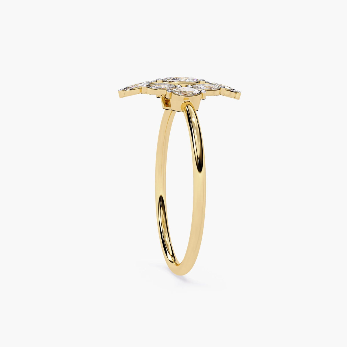 Diamond Cluster Ring Vintage Marquise Design Yellow Gold Band Art Deco Style Statement Piece Nine Stone Setting Cocktail Ring Collection Premium Quality Construction Beautiful Handcrafted Details Classic Elegant Band Forever Ring Essential