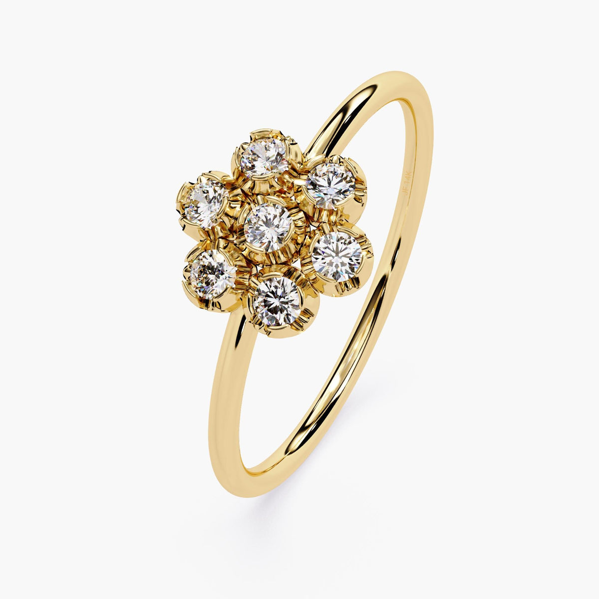 Bridal Set Diamond Ring Floral Cluster Design Lab Created Stones White Gold Band Vintage Style Collection Seven Stone Flower Pattern Modern Wedding Band Statement Piece Unique Engagement Ring Delicate Band Art Deco Inspired