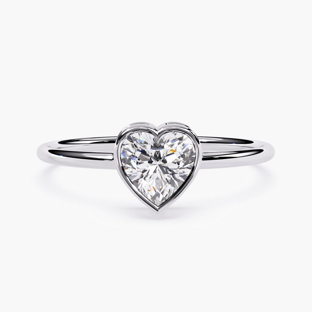Diamond Heart Ring Gold Band Engagement Promise Piece Bezel Set Stone Premium Quality Construction Anniversary Gift Present Love Symbol