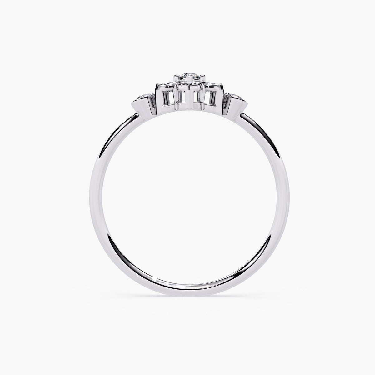 14K Gold Dainty Diamond Ring | Lab Grown Diamond Flower Ring | Minimalist Gold Ring | Bezel Prong Ring | Wedding Band | Gift for Her