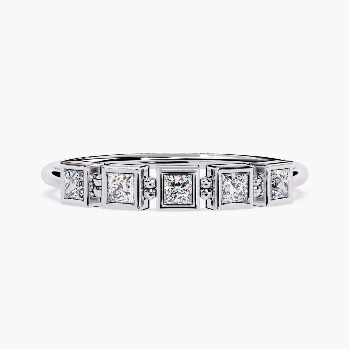 14K Solid Gold Princess Cut Diamond Ring, 0.20 CTW Lab Grown Band, Modern Proposal Ring, Dainty Promise Ring