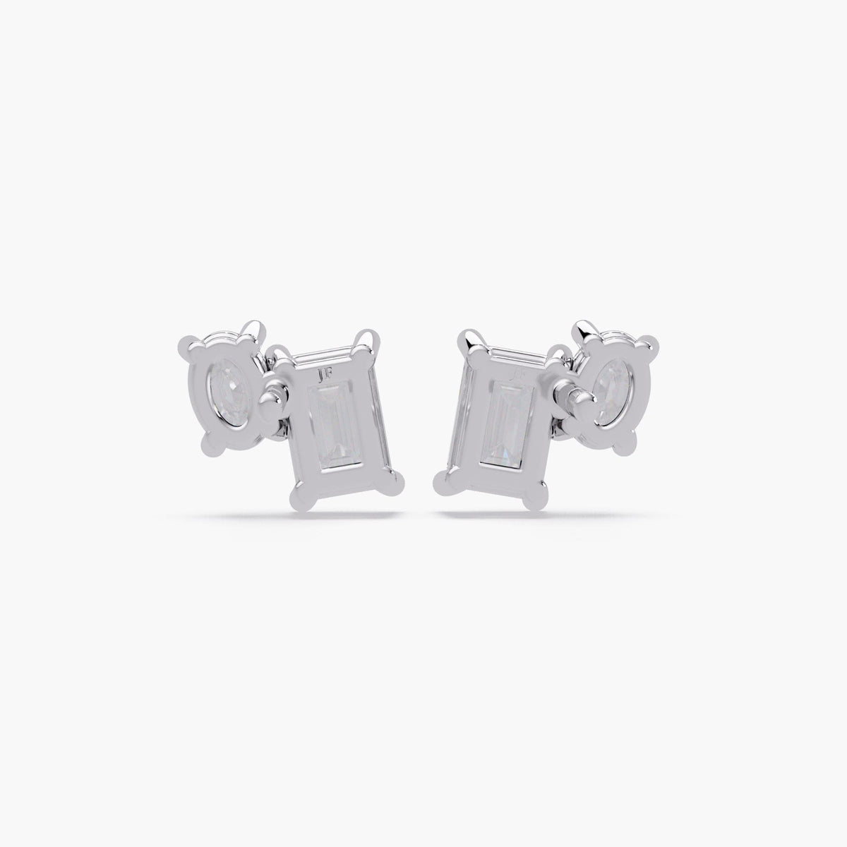 14K Gold Emerald & Oval Lab Grown Diamond Toi Et Moi Stud Earrings, 1.50 CTW