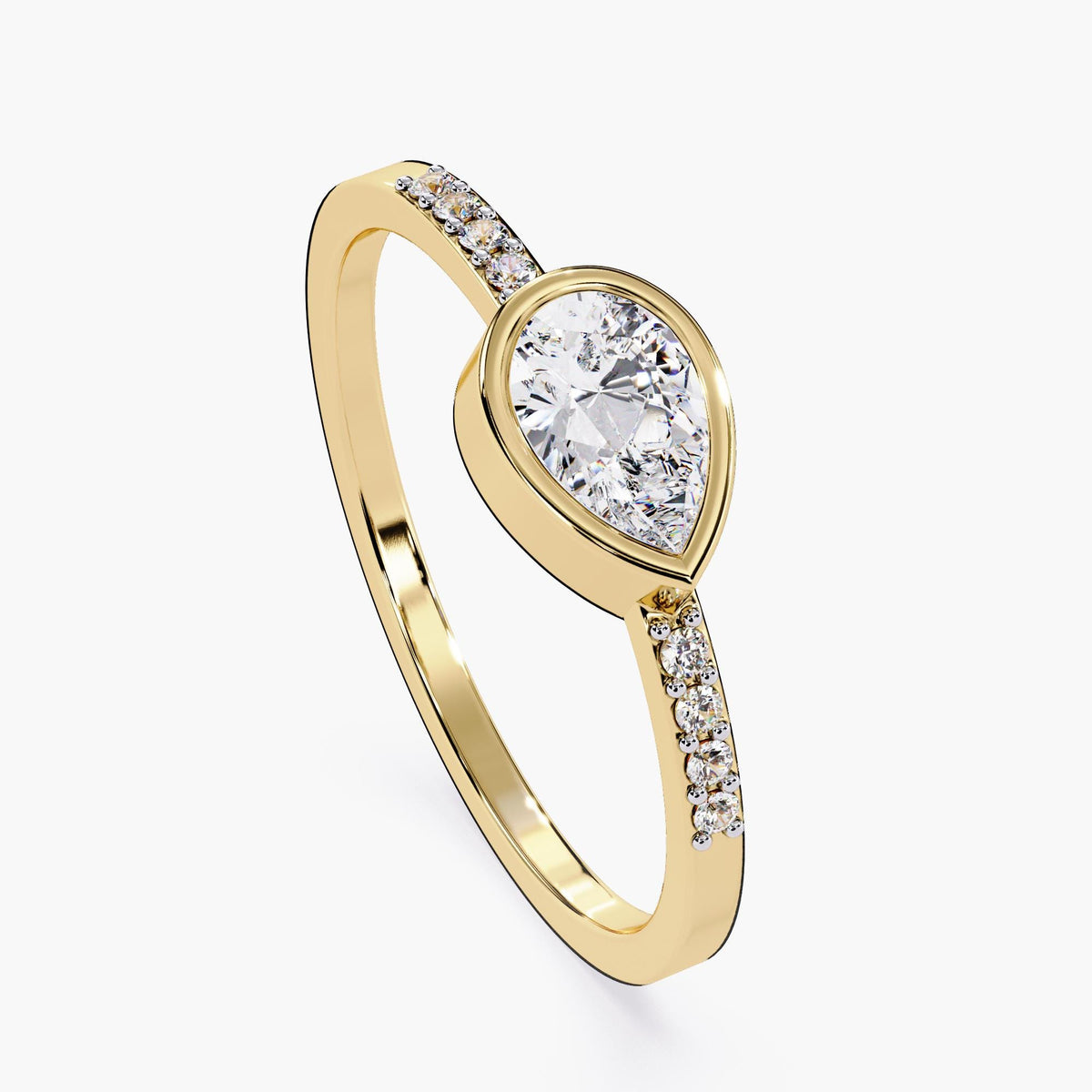 14k Gold Pear Diamond Ring | Dainty Minimalist East West Bezel Ring | Everyday Wear Jewelry | Stackable Engagement Ring | Gift for Her