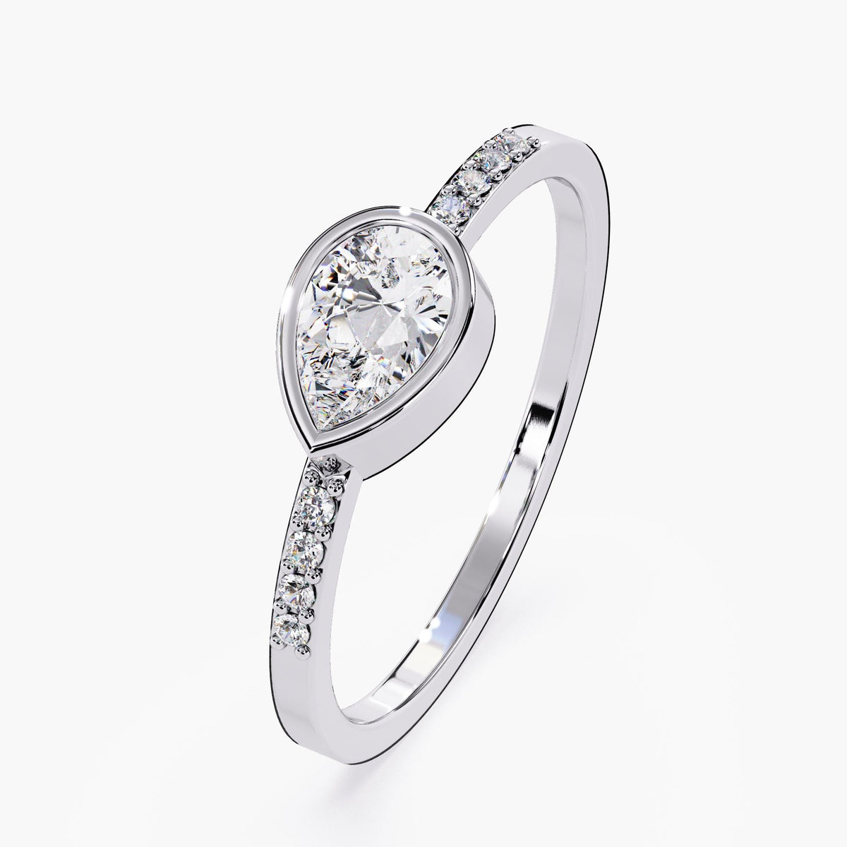 14k Gold Pear Diamond Ring | Dainty East West Bezel Natural Diamond Ring | Everyday Wear Jewelry | Stackable Engagement Ring | Gift for Her