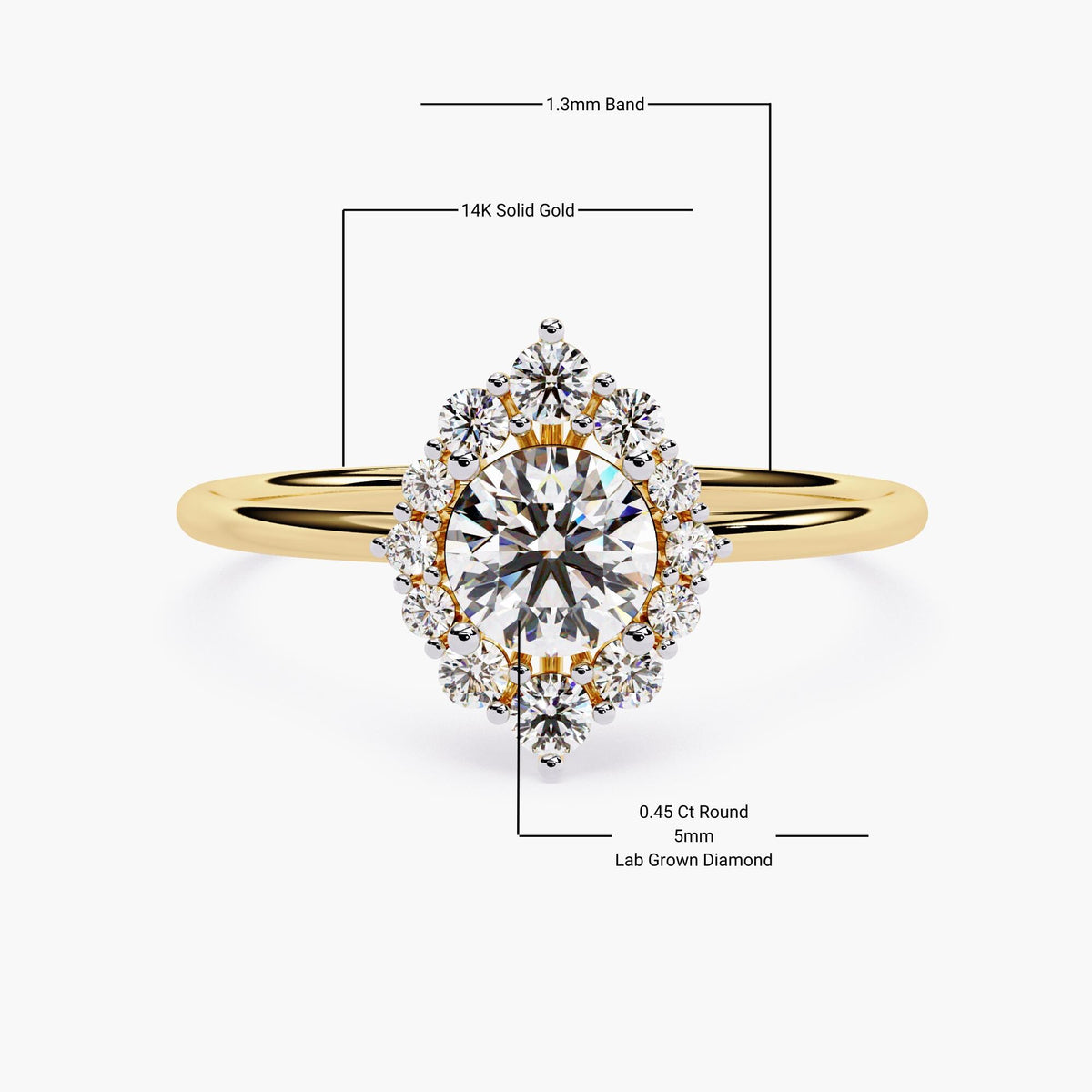 Round Diamond Engagement Ring | Gold Solitaire Wedding Band | Dainty Promise Ring for Her | Unique Anniversary Gift | Fine Jewelry for Women