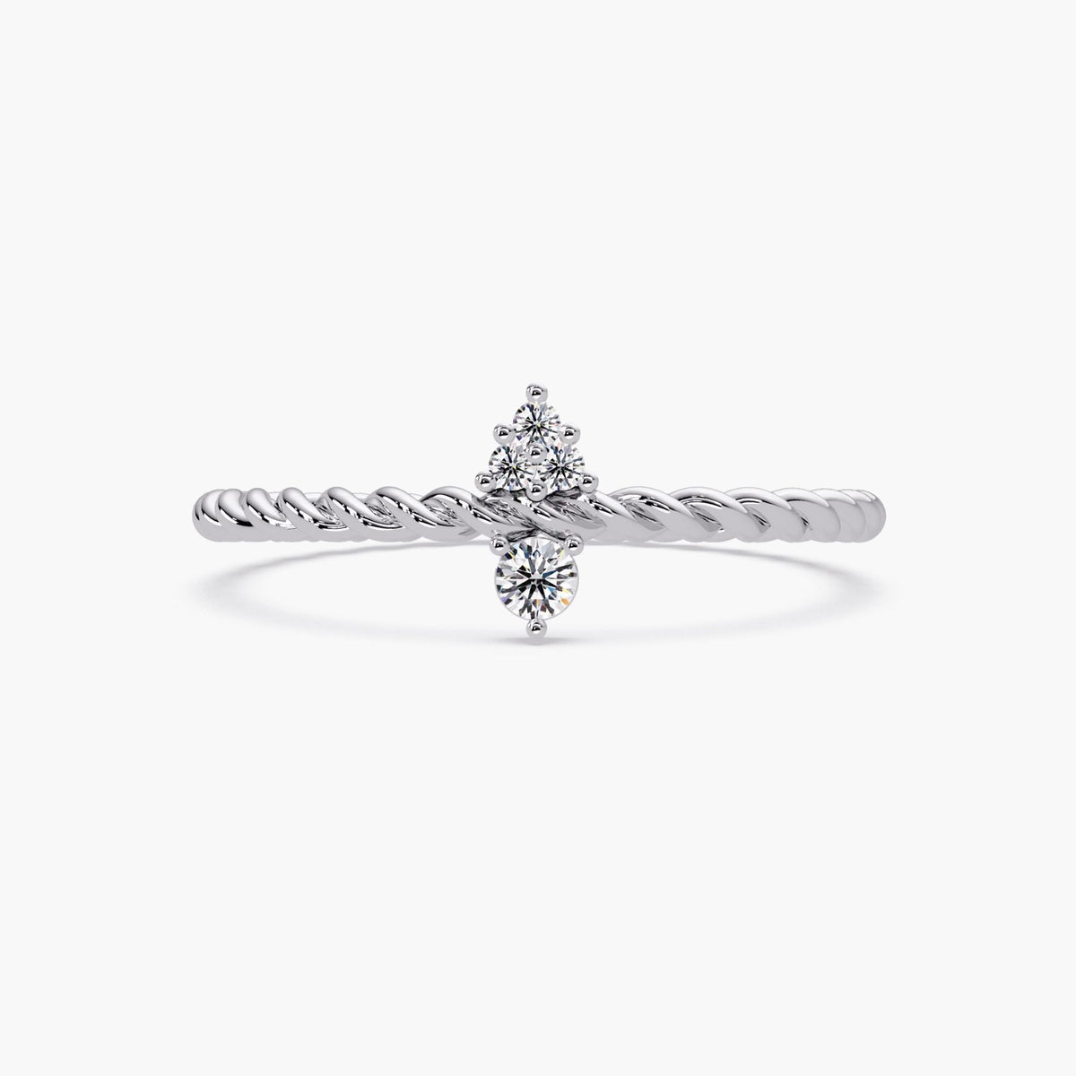 Twisted Rope Diamond Ring, Gold Diamond Solitaire Ring, Handmade Stackable, Minimalist Ring, Braided Promise Rings, 14k Twisted Rope Ring