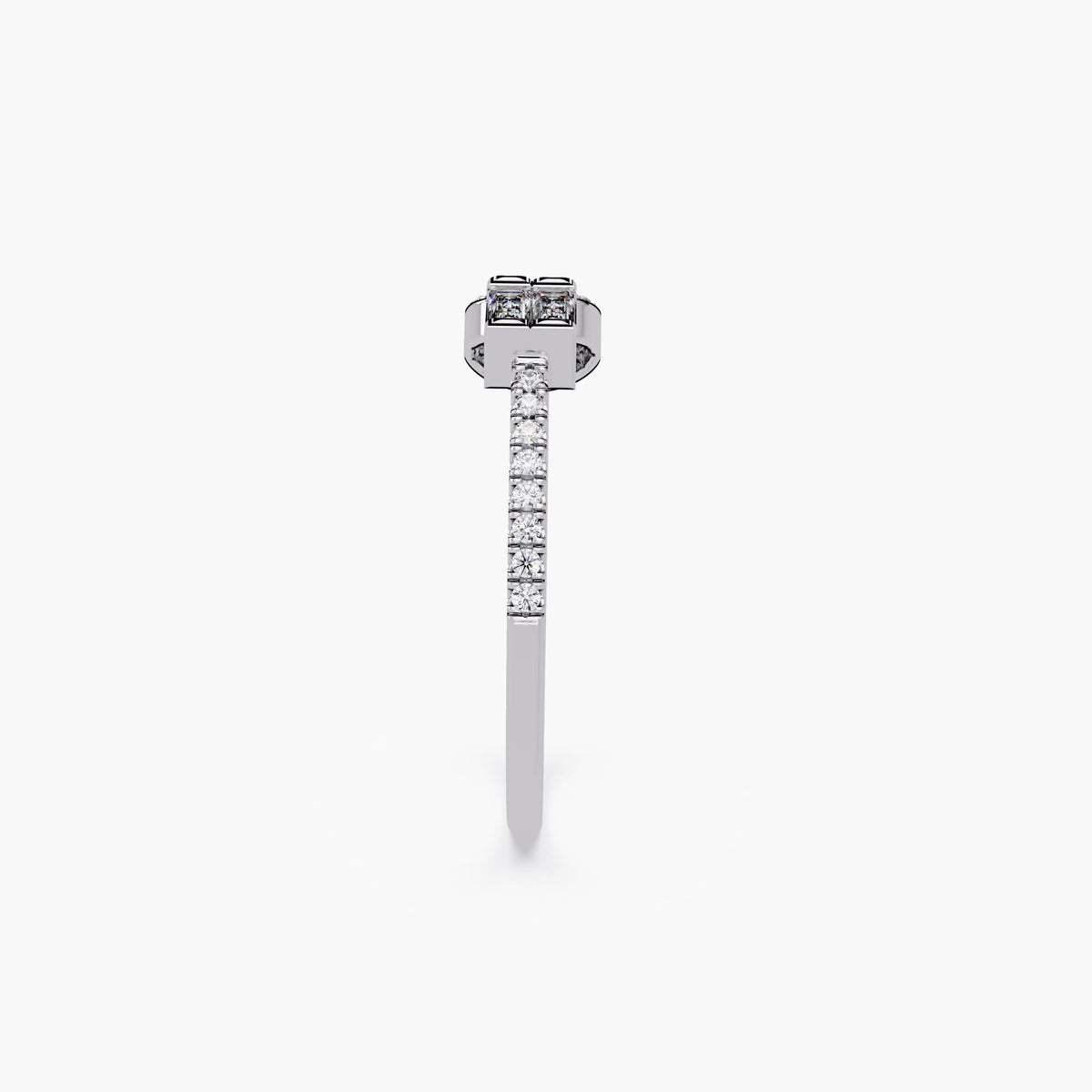 Dainty Open Diamond Ring, Toi et Moi Diamond Bypass Ring, Round Halo and Baguette Diamond Ring, Dainty Modern Ring, Jewelry Gift