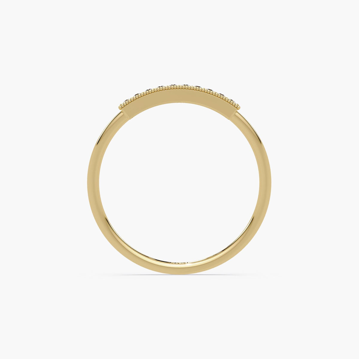Round Diamond Wedding Band | 14K Gold Stackable Milgrain Ring | Dainty Half Eternity Band | Vintage Inspired Diamond Ring for Women