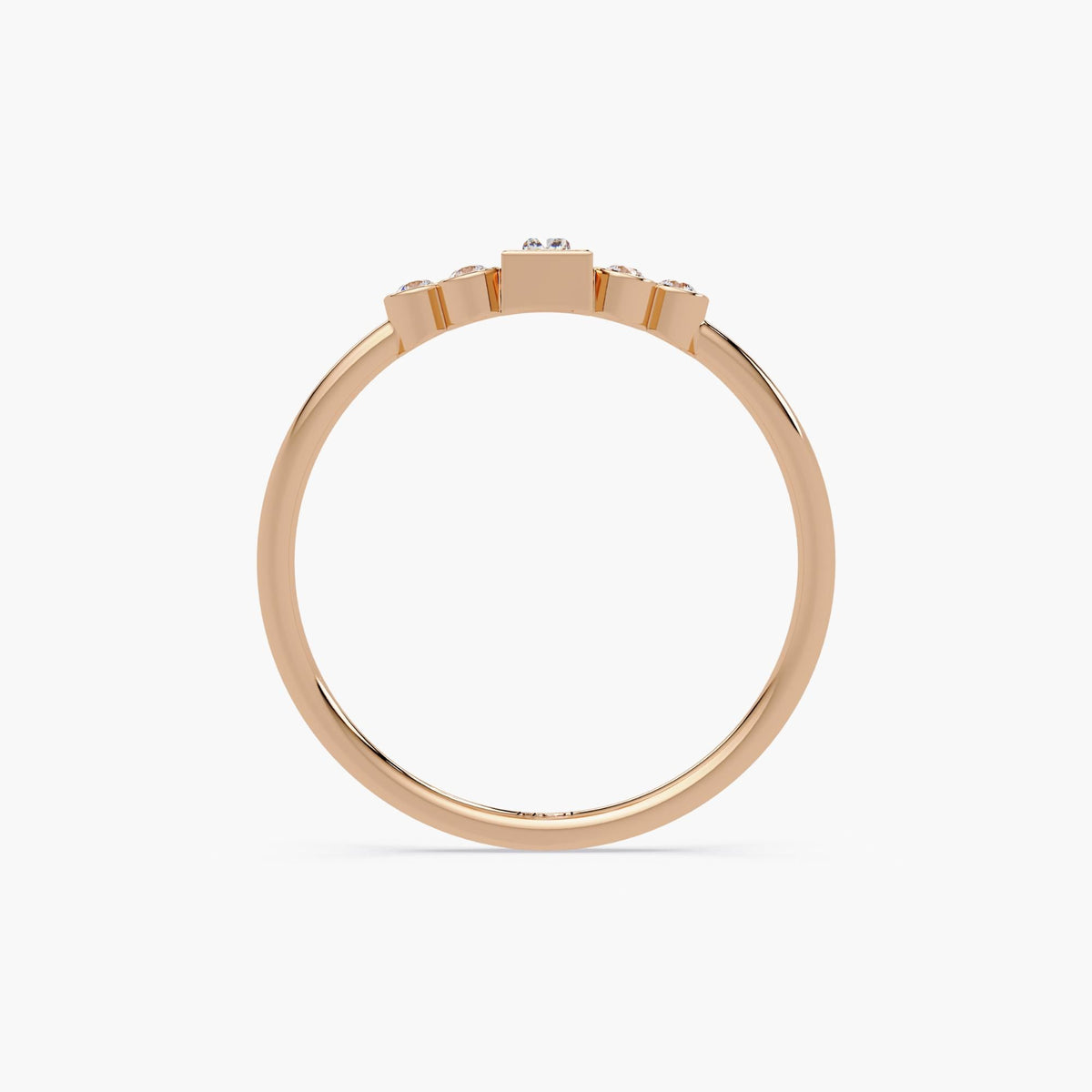 14K Gold Baguette Cluster Ring, Baguette Bezel Diamond Ring, Dainty Baguette Stacking Ring, Gold Bubble Cluster Ring, Gift for Friend