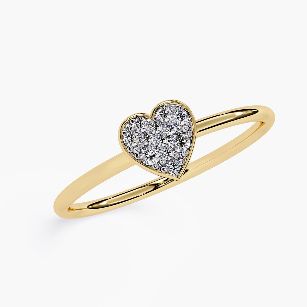 14k Pave Diamond Heart Ring, Solid Gold Heart Ring, Micro Pave Diamond Ring, Mini Heart Ring, Dainty Heart Ring, Gift for Daughter and Mom