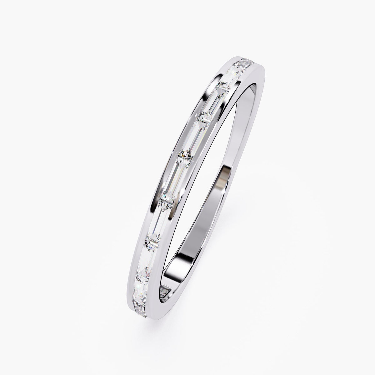 14K Gold Baguette Lab Diamond Band: Half Eternity Ring (0.22 ctw)