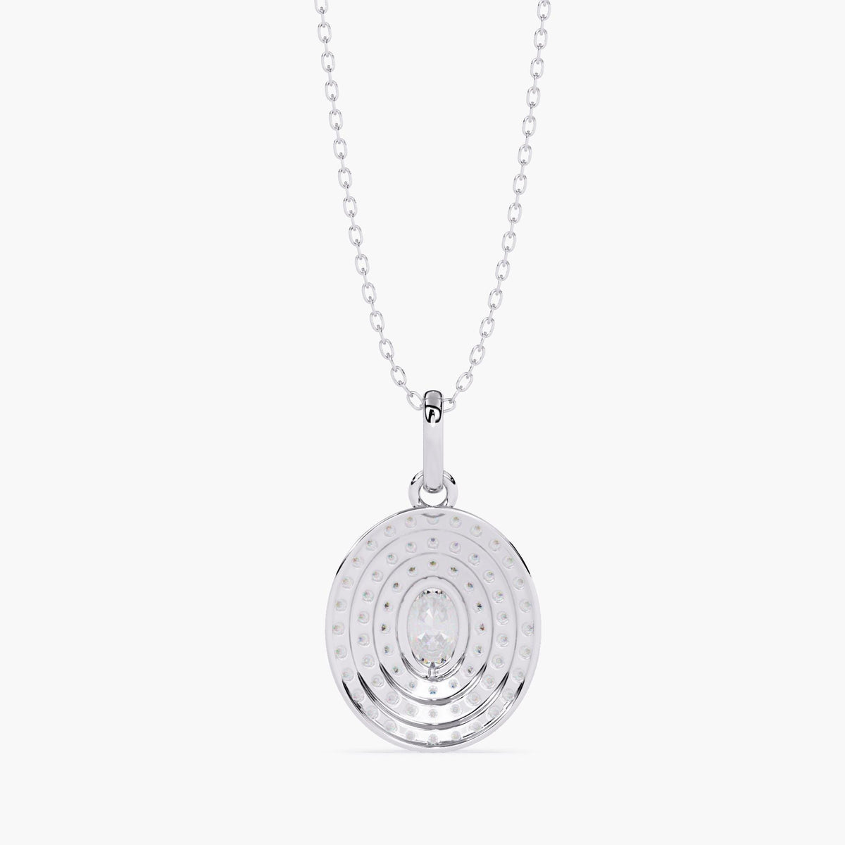 14K Gold Oval Lab Grown Diamond Halo Pendant Necklace, 0.40 CTW, 18 Inch
