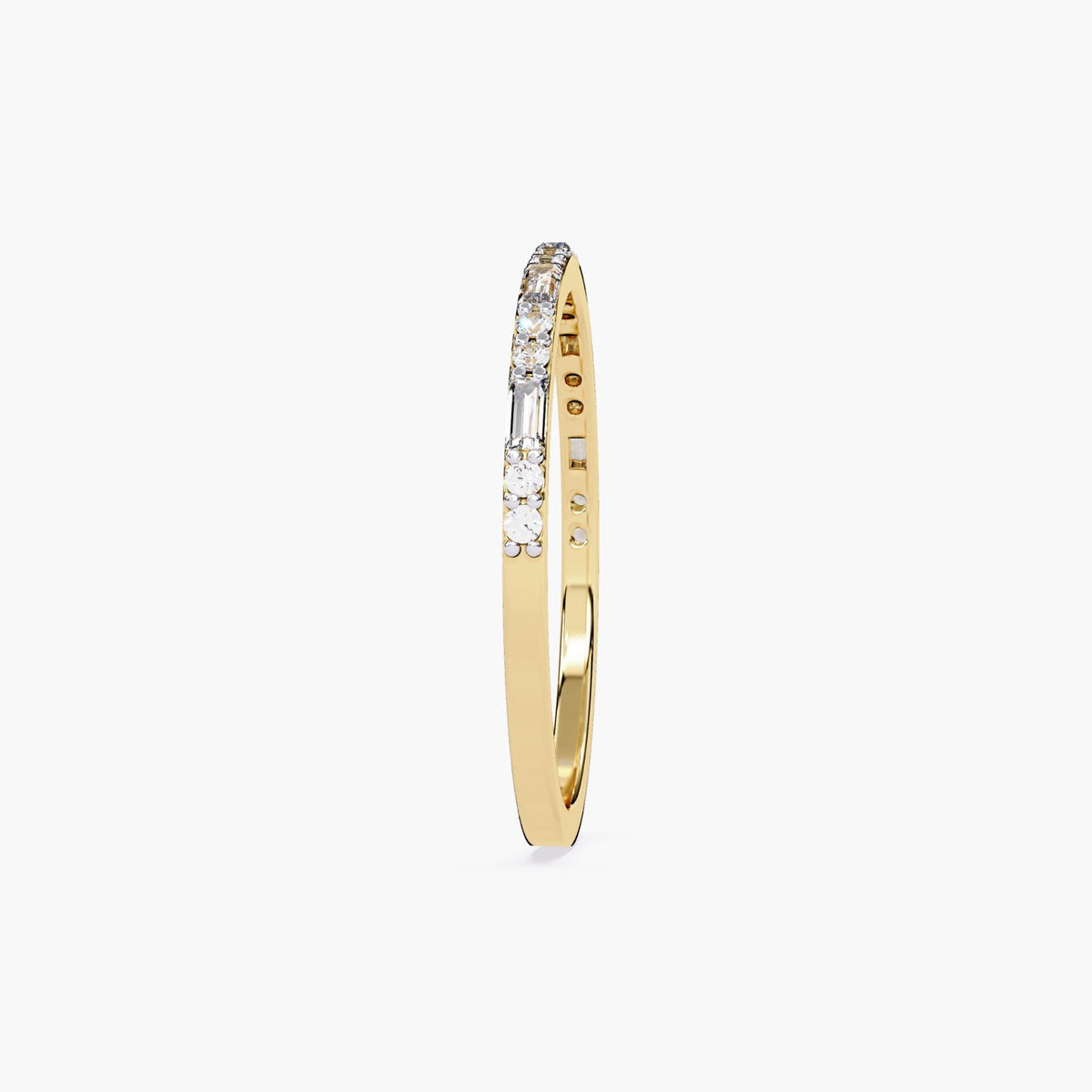 14K Gold Lab Grown Diamond Baguette Ring | Dainty Stacking Wedding Band | Thin Half Eternity Ring | Minimalist Jewelry Gift for Her