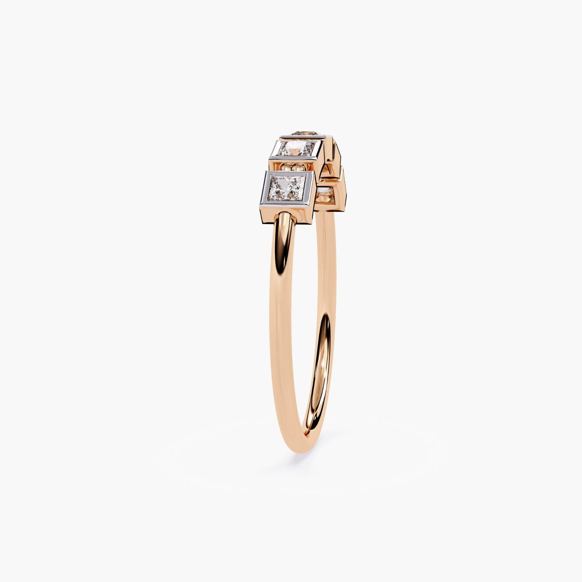 14K Solid Gold Princess Cut Diamond Ring, 0.20 CTW Lab Grown Band, Modern Proposal Ring, Dainty Promise Ring