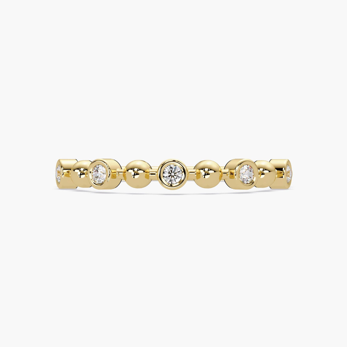 Bubble Bezel Diamond Band in 14K Gold, 2.5mm Solid Gold Natural Diamond Ring, Dainty Stacking Wedding Band Unique Fine Jewelry Gift for Wife