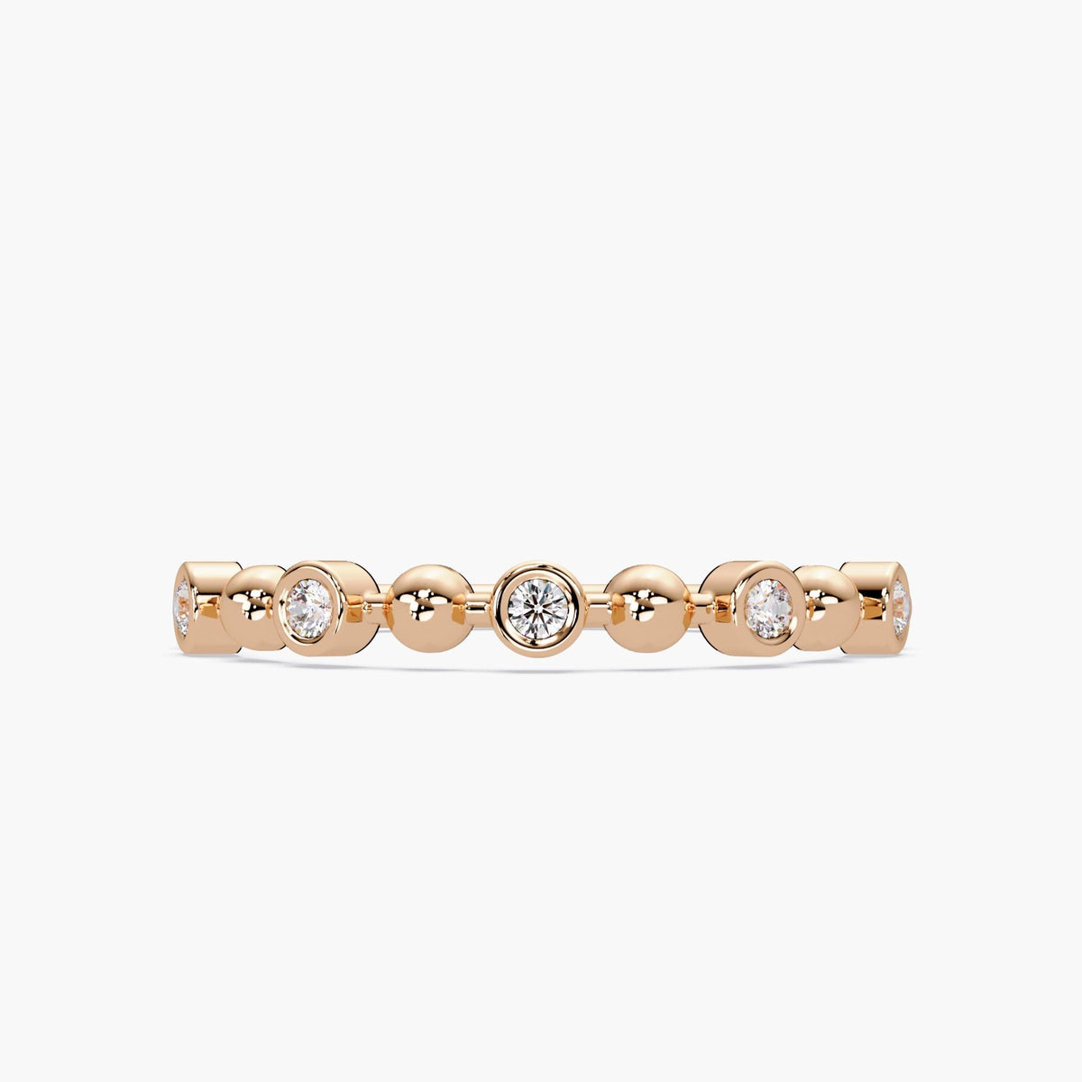 Bubble Bezel Diamond Band in 14K Gold, 2.5mm Solid Gold Natural Diamond Ring, Dainty Stacking Wedding Band Unique Fine Jewelry Gift for Wife