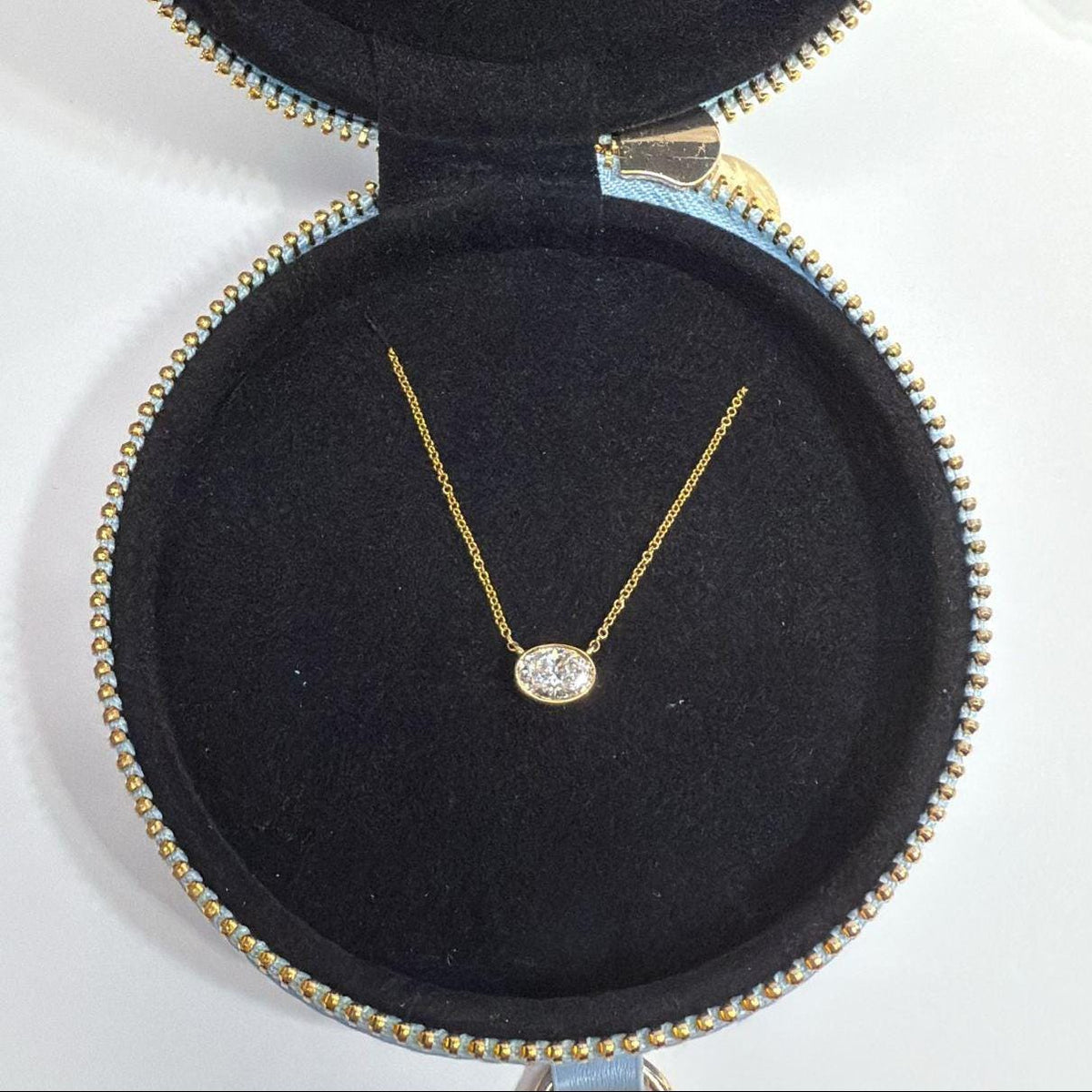 14K Gold Oval Lab Grown Diamond Solitaire Pendant Necklace, 1 CT, Bezel Setting, 16-18 Inch