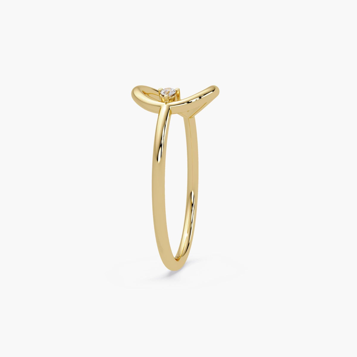 14K Gold Round Natural Diamond Open Teardrop Ring