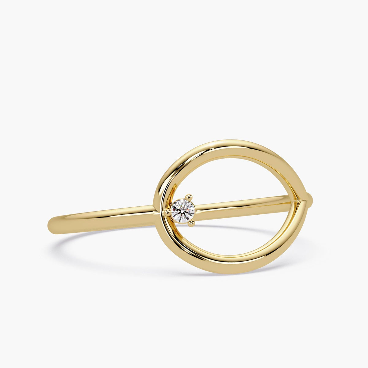 14K Gold Round Natural Diamond Open Teardrop Ring
