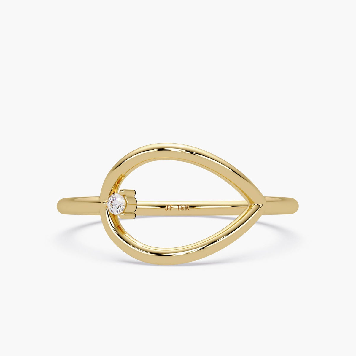 14K Gold Open Teardrop Ring, Dainty Diamond Pear Shape Ring, Dainty Ring, Stackable Ring, Minimalist Ring, Solitaire Ring
