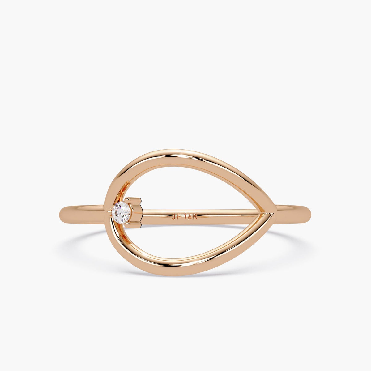 14K Gold Open Teardrop Ring, Dainty Diamond Pear Shape Ring, Dainty Ring, Stackable Ring, Minimalist Ring, Solitaire Ring