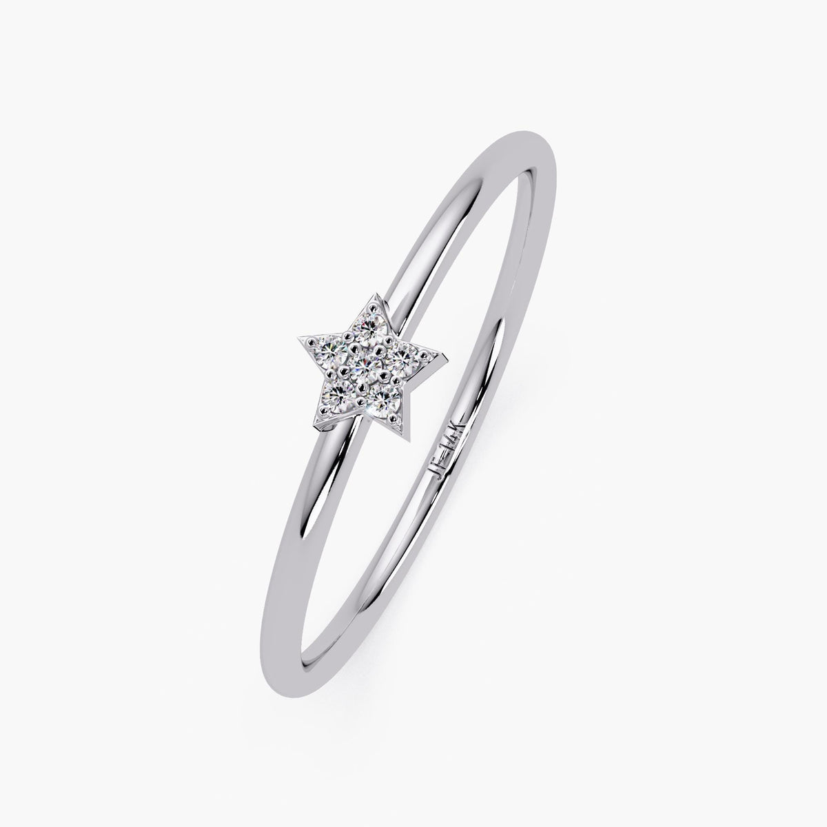 Diamond Star Ring in 14K Gold, Dainty Real Diamond Star Band, Celestial Stacking Ring, Gift for Mom, Gift for Friend