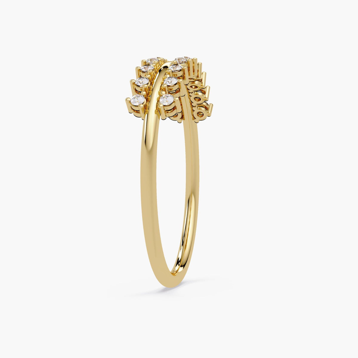 Floating Crown Diamond Ring in 14K Gold, Double Row Geometric Band, Real Diamond Statement Ring, Gift for Her