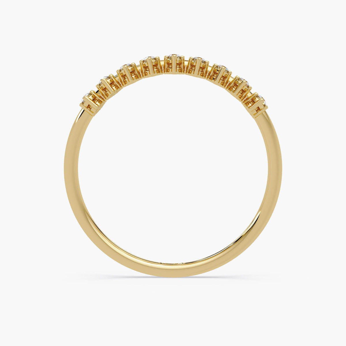 Floating Crown Diamond Ring in 14K Gold, Double Row Geometric Band, Real Diamond Statement Ring, Gift for Her