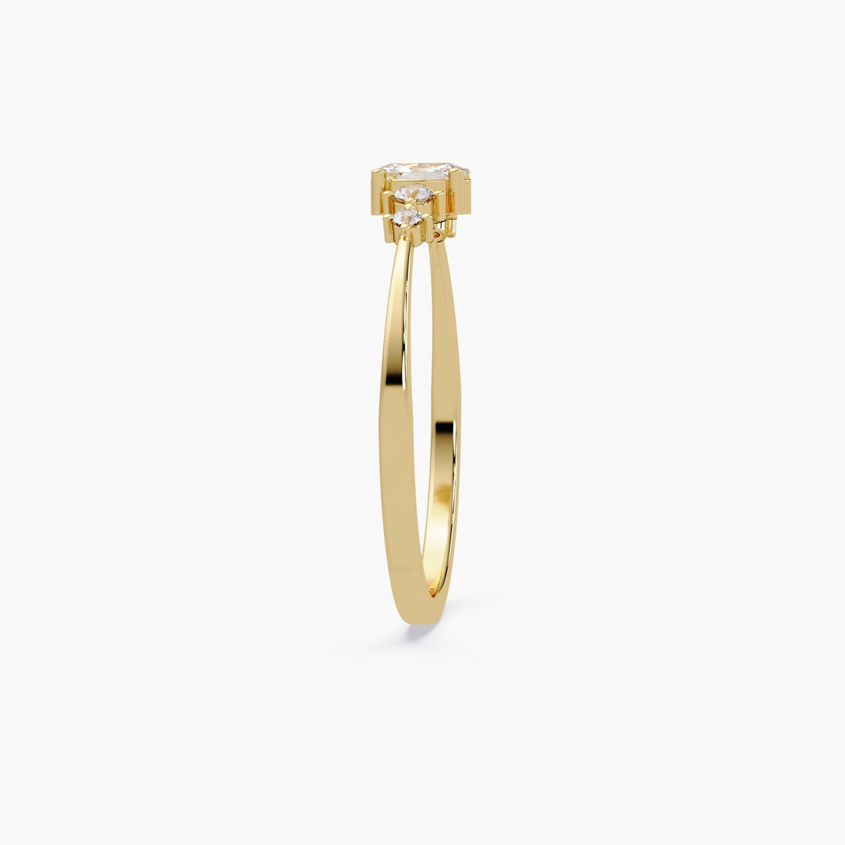 14K Gold 5 Stone Lab Diamond Ring, Oval and Round Diamond Ring, Oval Promise Ring, Dainty Stacking Ring, April Birthstone Gift for Her
