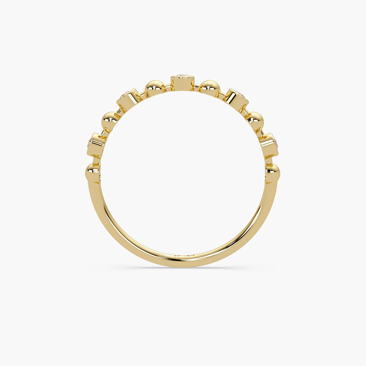 Bubble Bezel Diamond Band in 14K Gold, 2.5mm Solid Gold Natural Diamond Ring, Dainty Stacking Wedding Band Unique Fine Jewelry Gift for Wife